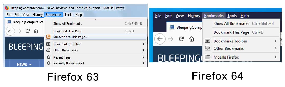Live Bookmarks Removed in Firefox 64