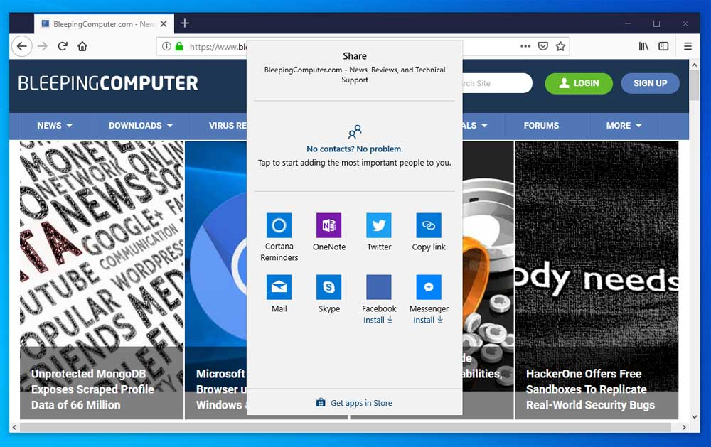 Native Windows 10 Sharing