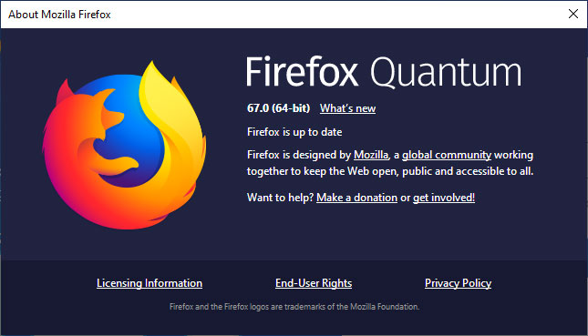 Updated to Firefox 67