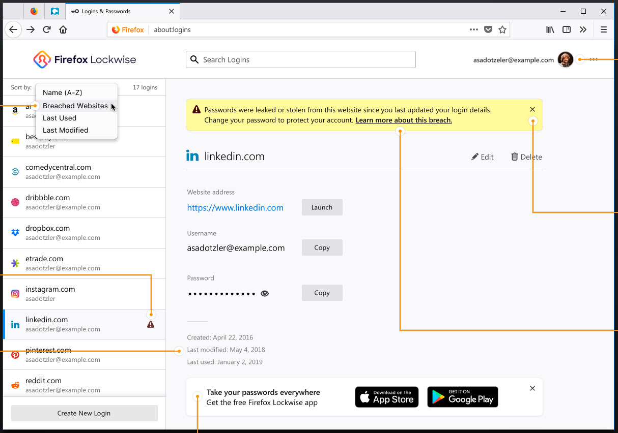 Compromised Password Notification in Firefox Lockwise