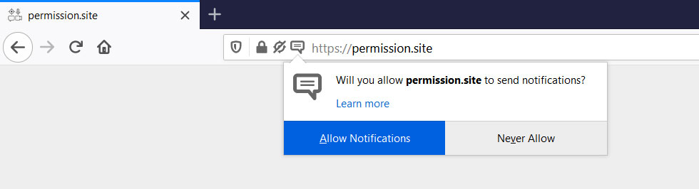 Example browser notification prompt