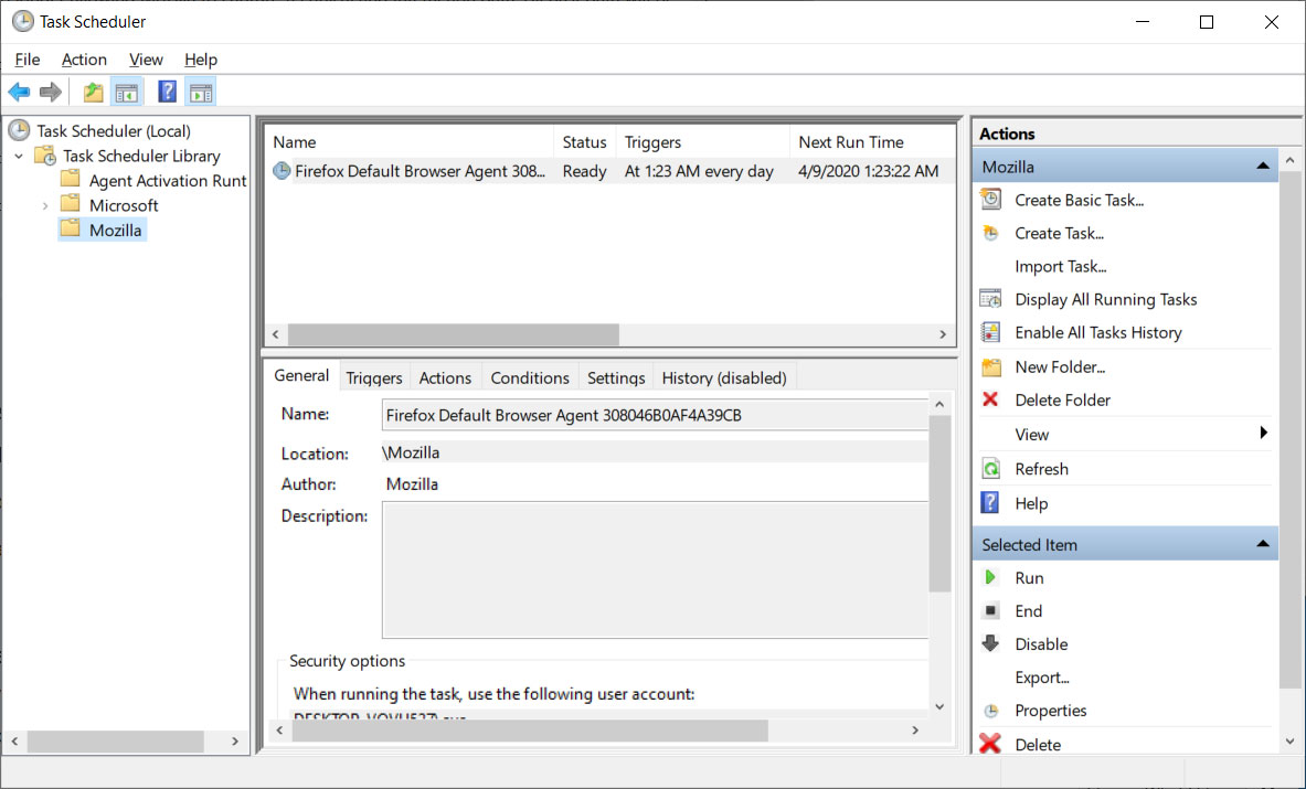 Firefox Default Browser Agent​​​​​​​ scheduled task