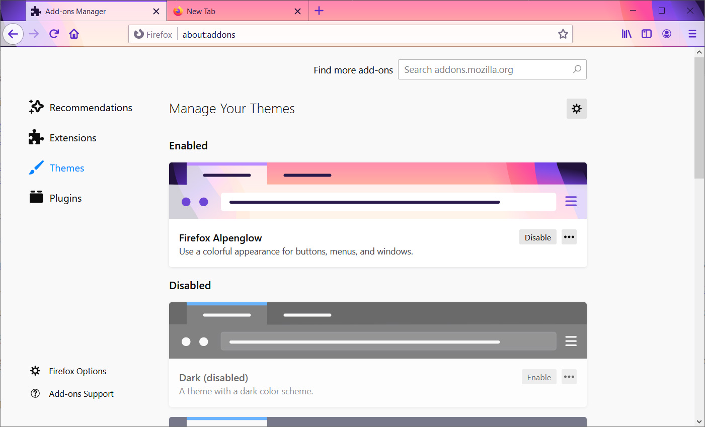 New Alpenglow Theme