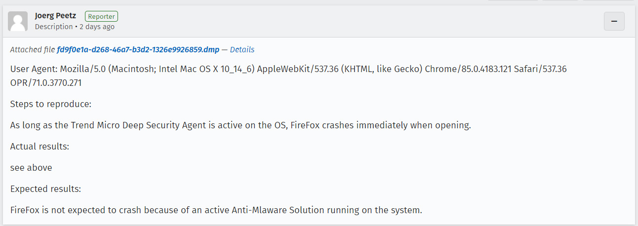Firefox 82 crashes when AV protection enabled