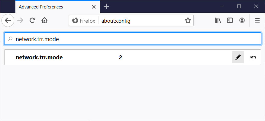 Firefox network.trr.mode setting