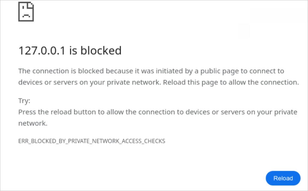 Google blocks web page reload request