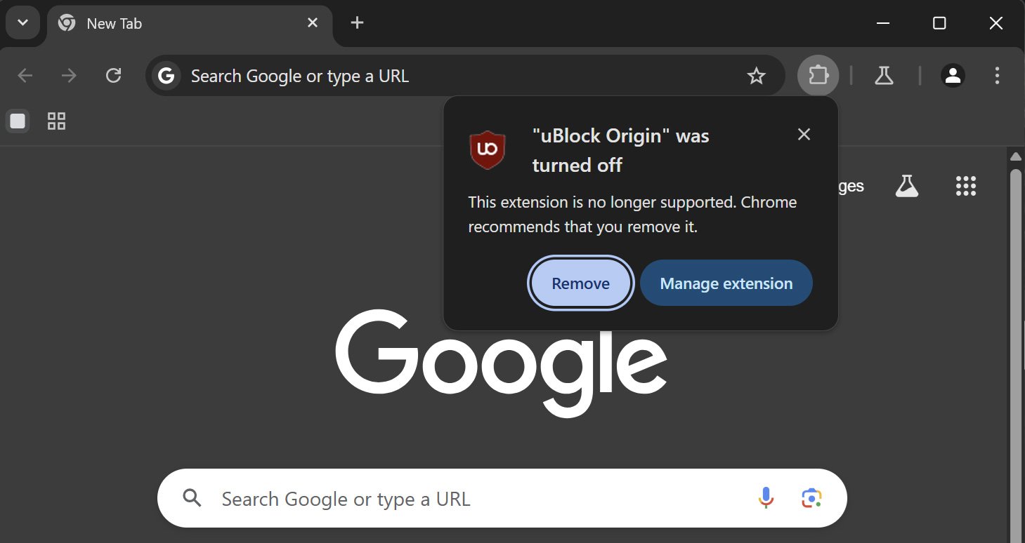 uBlock Origin disabled by Google Chrome