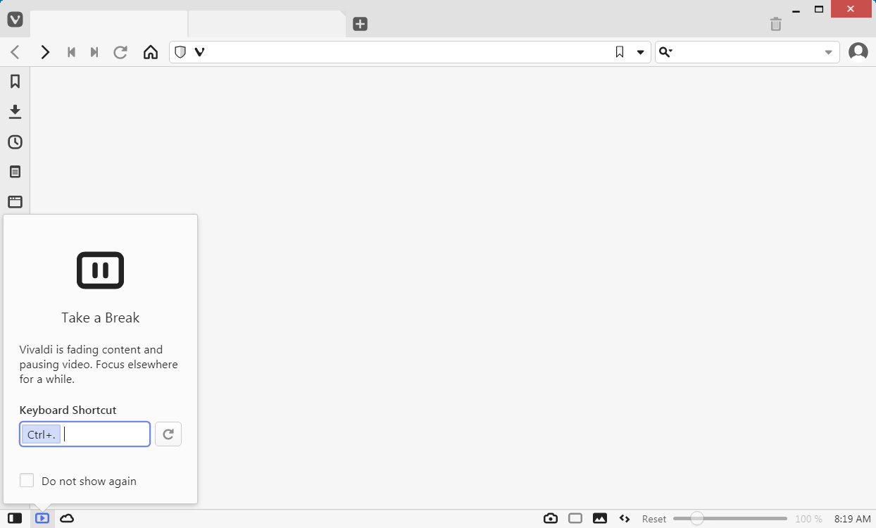 Vivaldi's new Take a Break feature