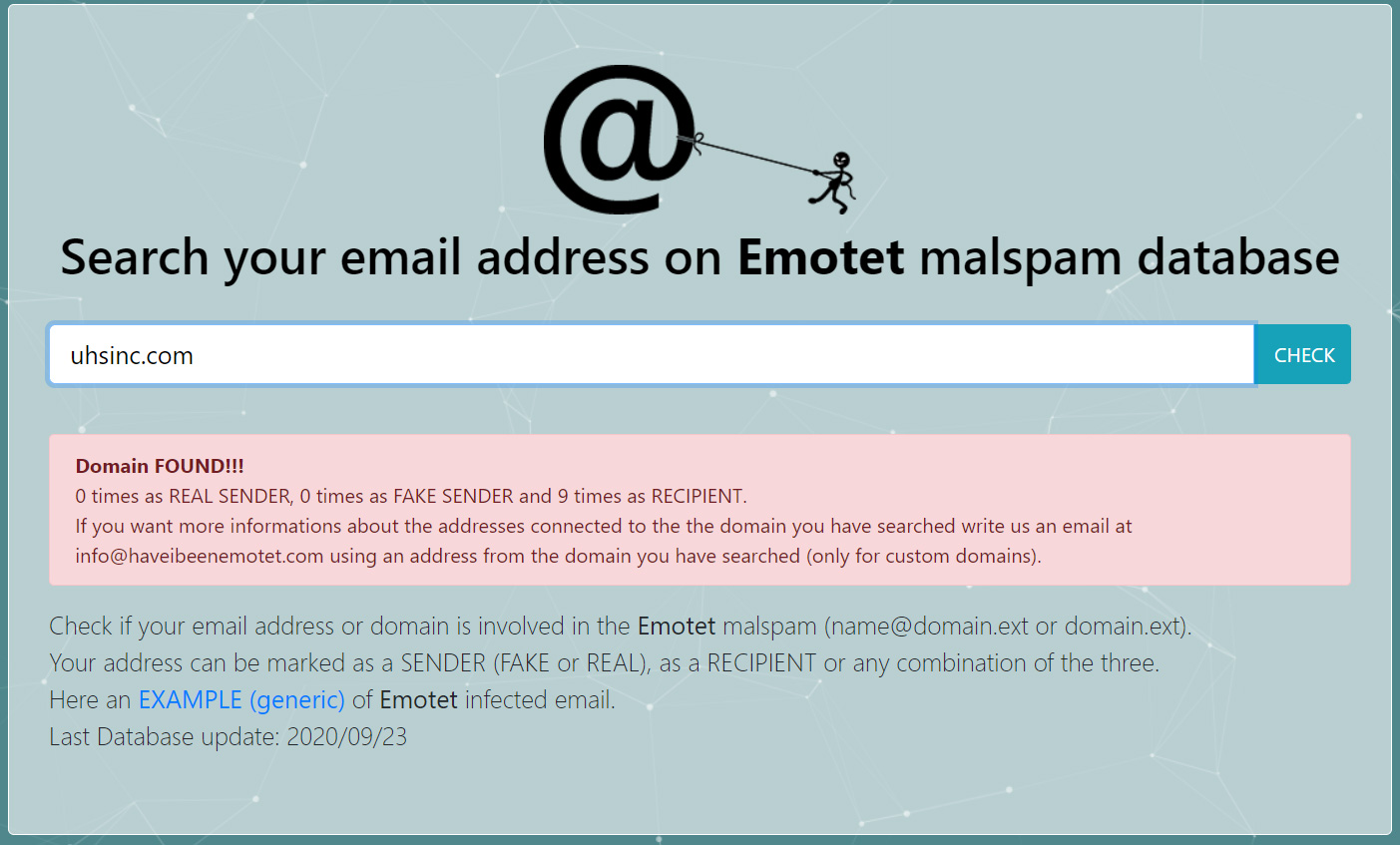 Emotet emails targeting uhsinc.com