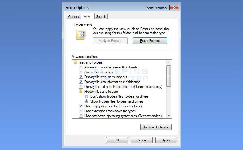 cómo mostrar archivos ocultos en Windows g después de un virus