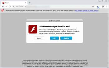 Adobe Flash Player is out of date Scam Image