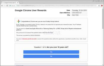 Remove the Google Chrome User Rewards Scam Image