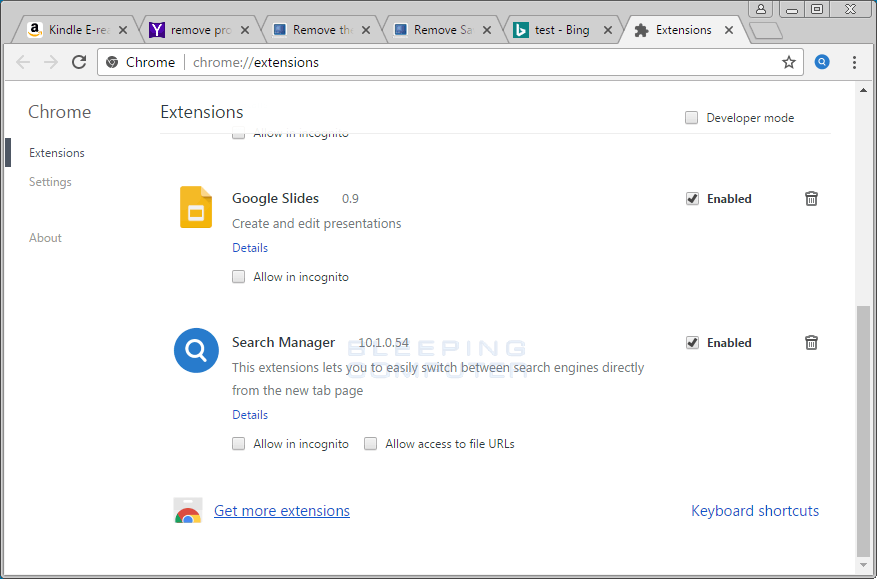 Remove The Search Manager Chrome Extension