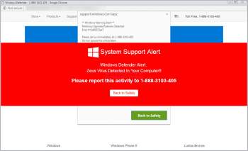 System Support Alert Tech Support Scam Image