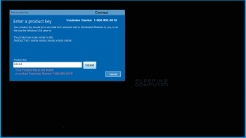 1-888-995-8019 Enter a Product Key Scam  Screenshot