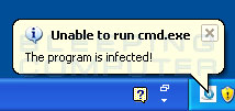 Infected program warning