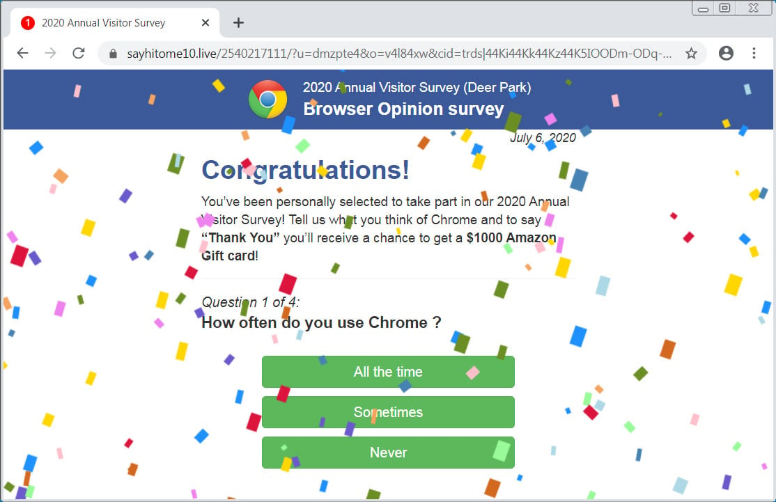 Scam with annual Chrome Visitor Survey