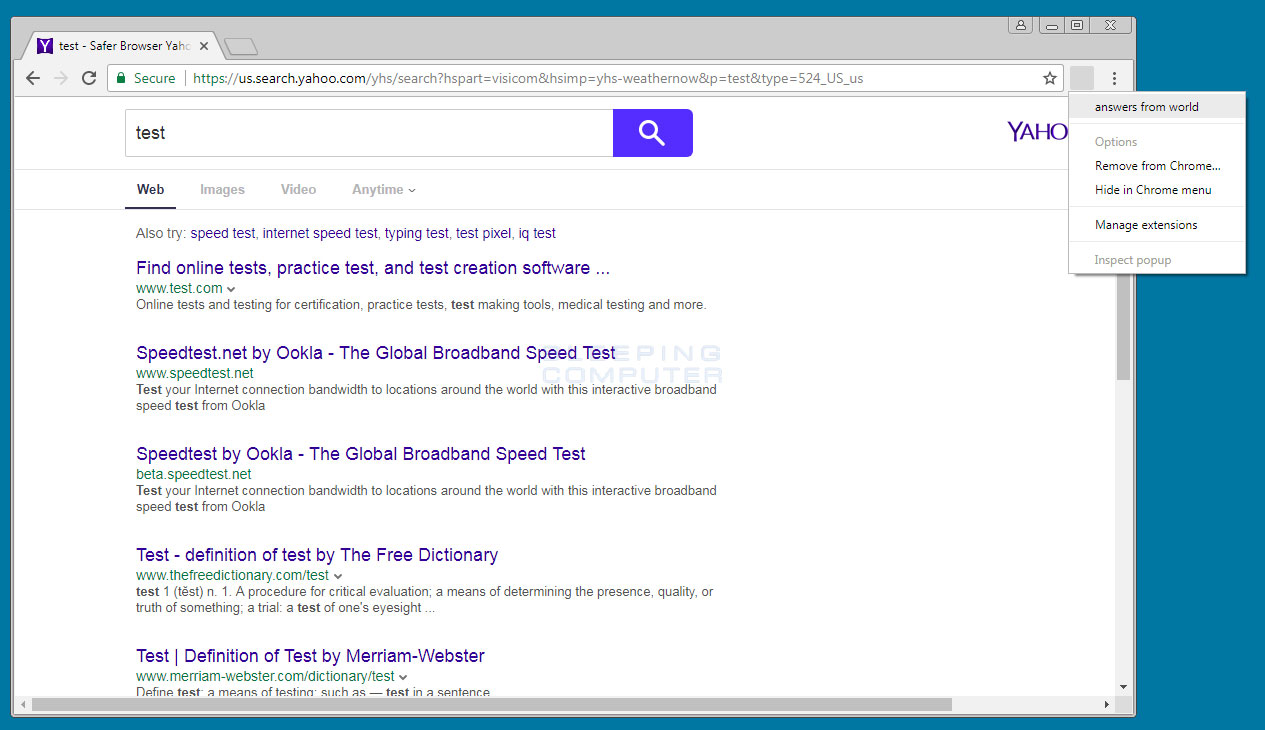 Remove the Answers from world Chrome Extension