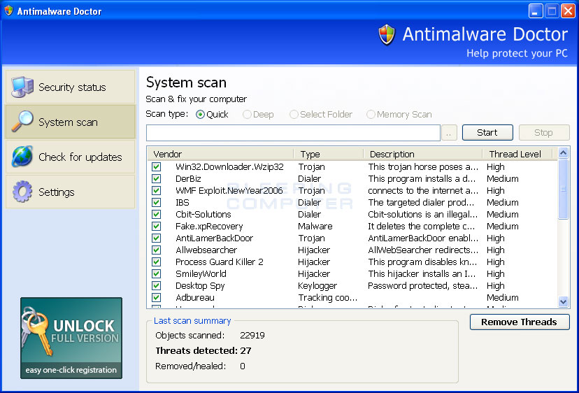 how to uninstall antimalware doctor software