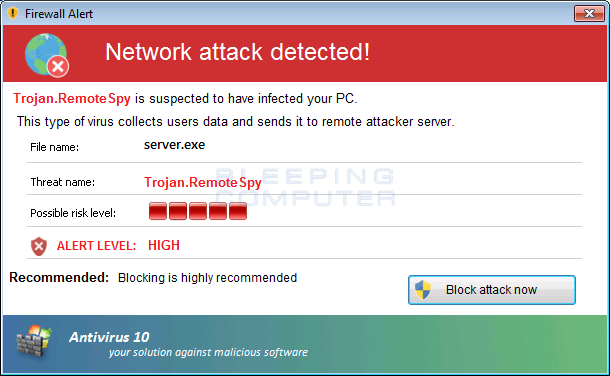 Antivirus 10 Fake Firewall Alert