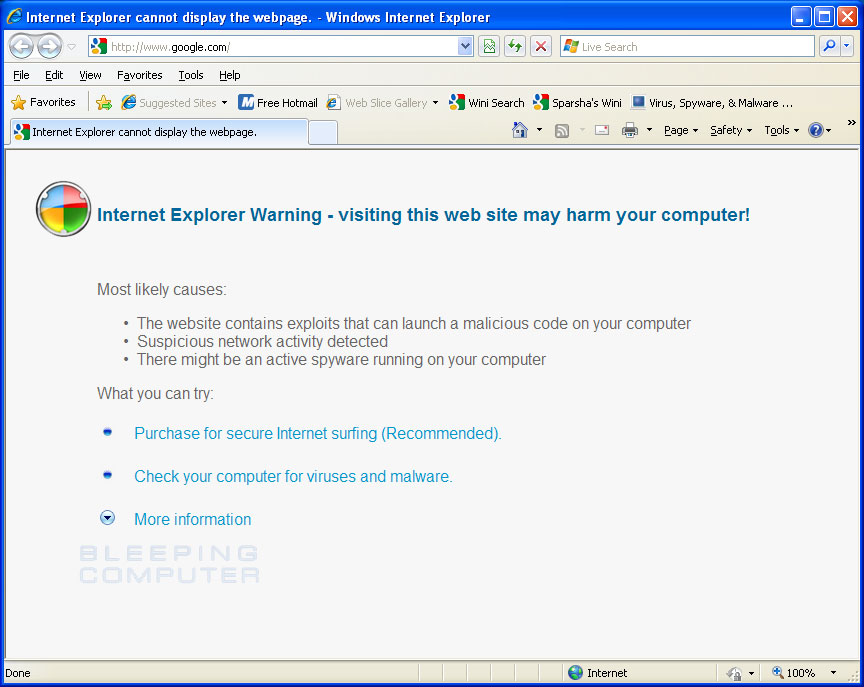 Internet Explorer Hijack Internet Explorer Hijack