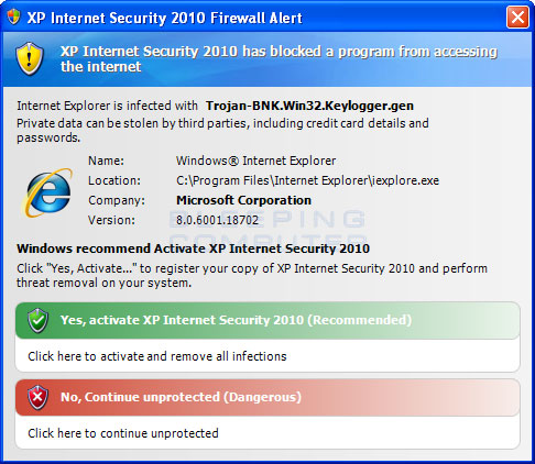 Fake Internet Explorer firewall warning Fake Internet Explorer firewall warning