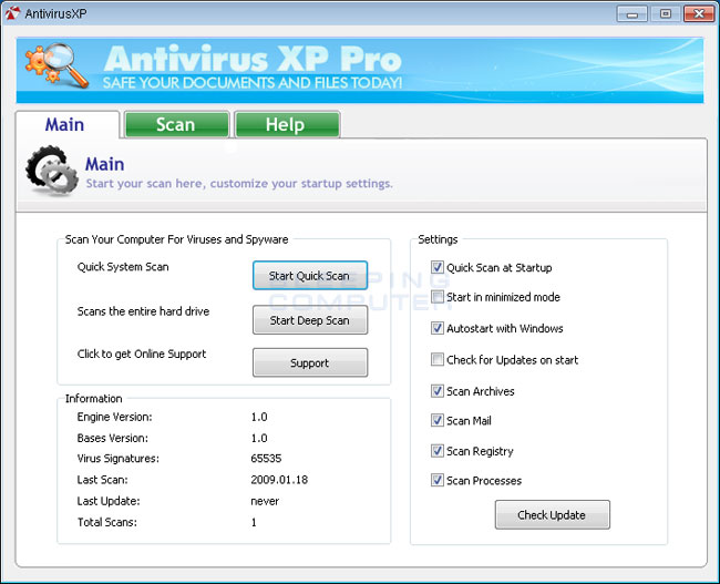 uninstall Antivirus Prevention Pro Windows XP