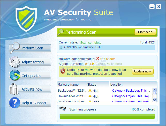 AV Security Suite scren shot