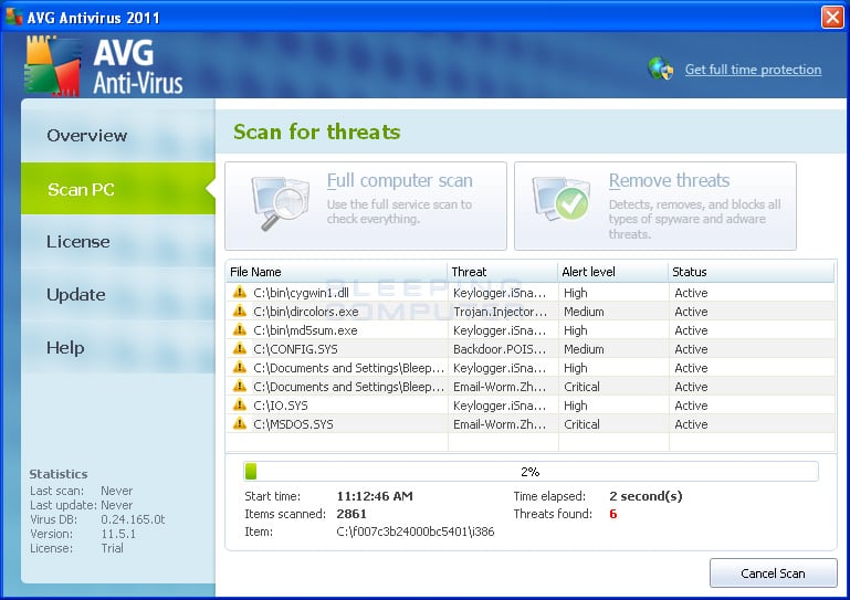 avg virus scan