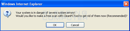 Exaggerated Security popup stating you should download WinSecureAV Exaggerated Security popup stating you should download CleanPCTool