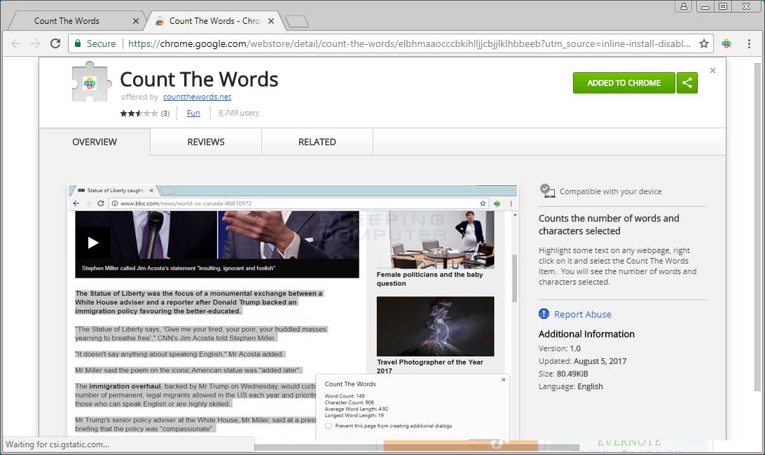 Remove The Count The Words Chrome Extension