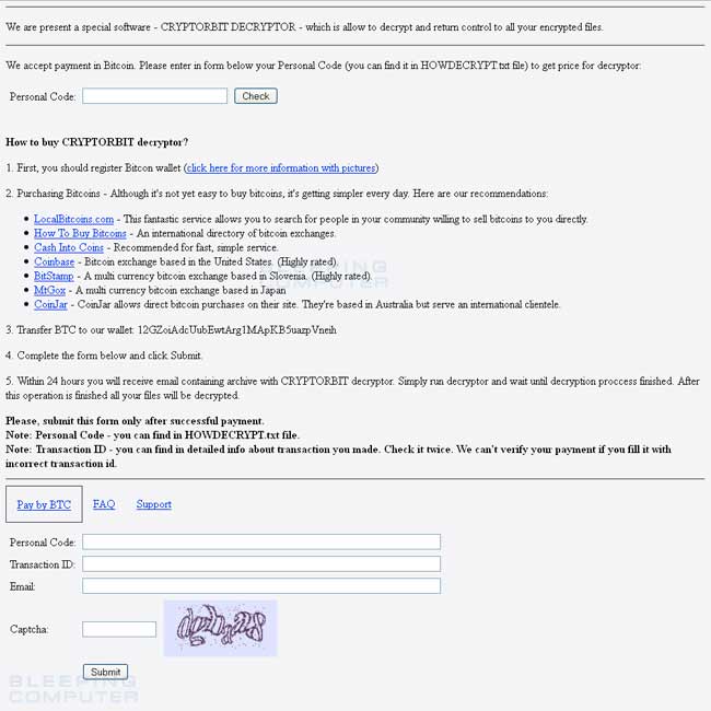 cryptorbit Decryptor Payment Page
