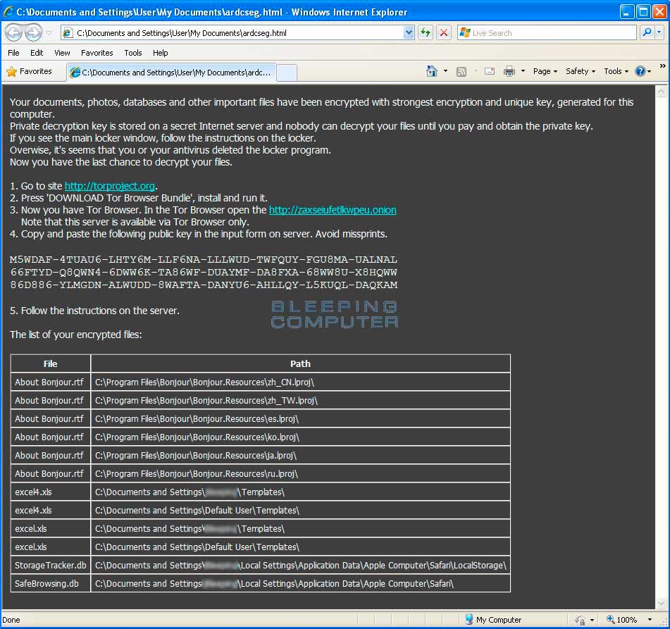HTML file with instructions