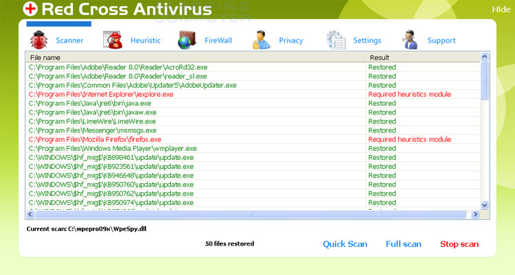 Red Cross Antivirus screen shot