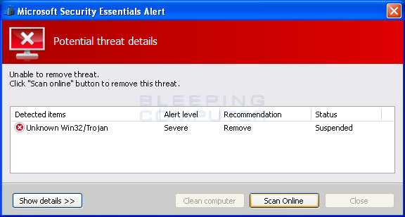 Remove the Microsoft Security Essentials Alert Trojan and AntiSpySafeguard