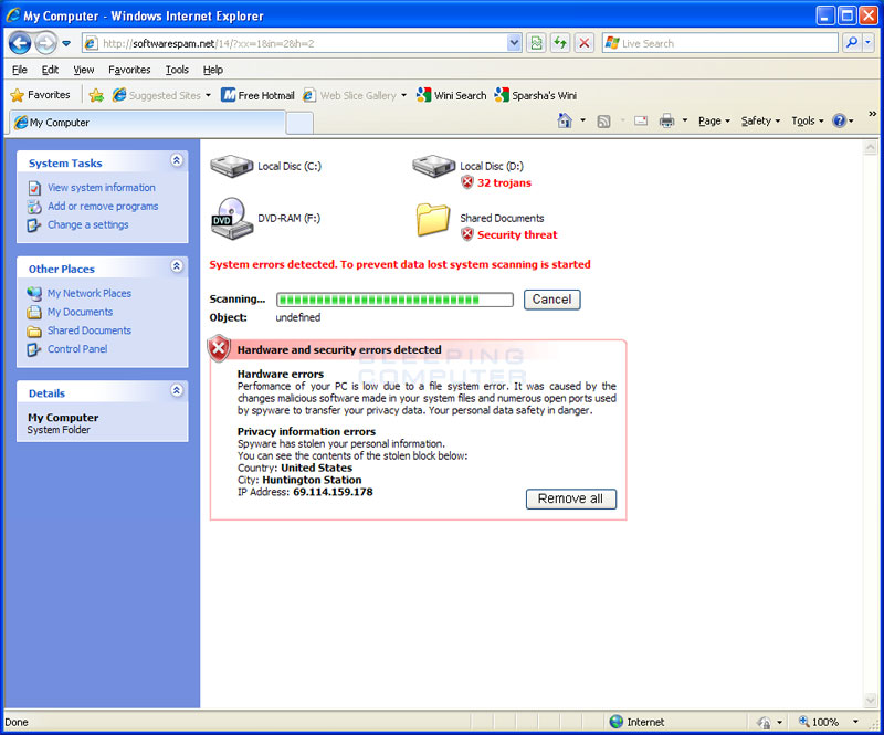 Fake online anti-malware scanner