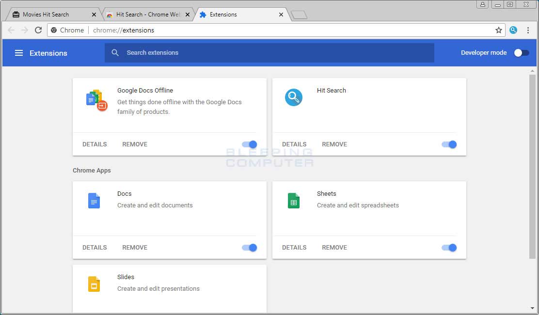 Remove the Hit Search Chrome Extension