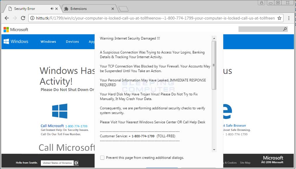 Warning microsoft internet What Causes