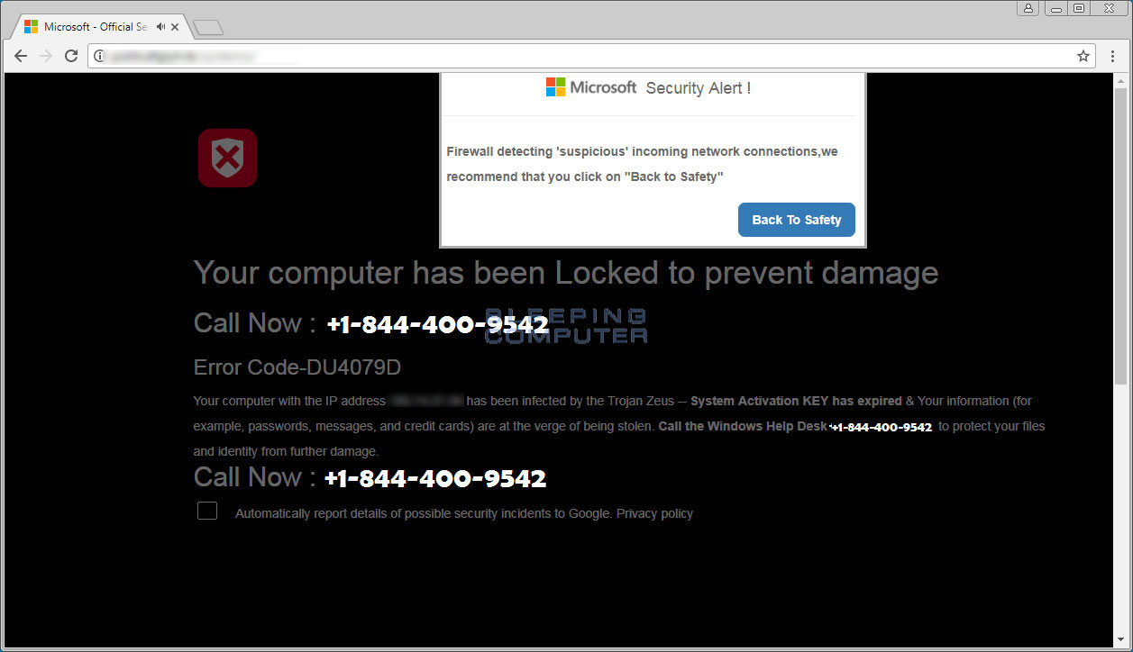 Remove The Locked To Prevent Damage Tech Support Scam