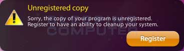 Unregistered Copy Alert