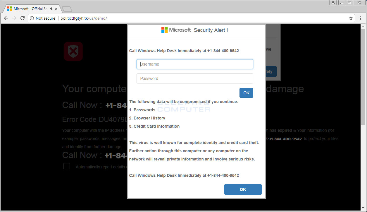 Remove The Microsoft Security Alert Tech Support Scam