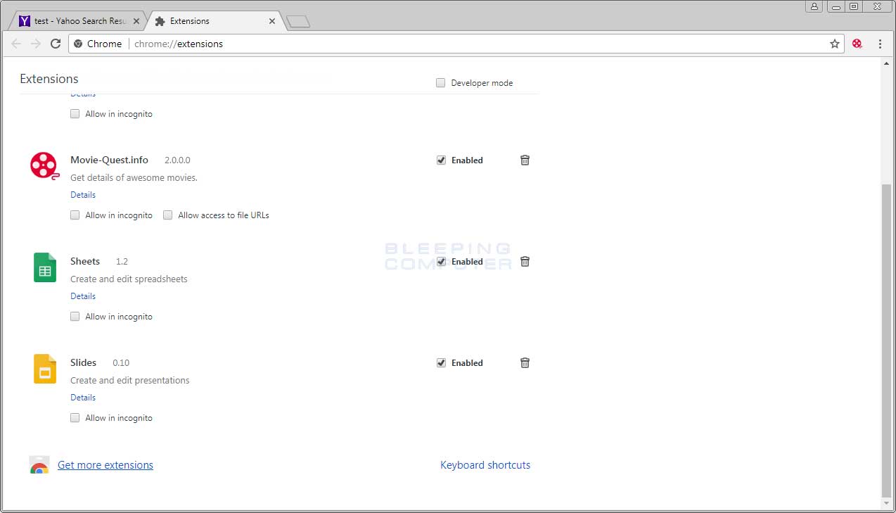 Remove the MovieQuest.info Chrome Extension