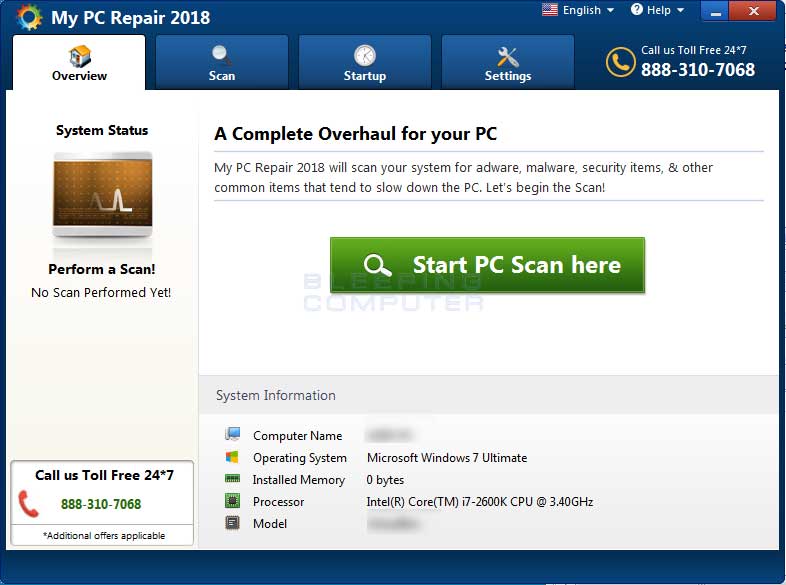 remove the my pc repair 2018 pup free pc repair