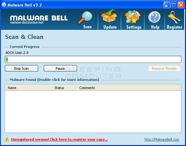 Malware Bell Screenshot Malware Bell Screenshot