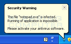 Fake infection alert