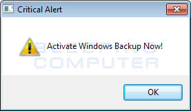 Windows Critical Alert PC Backup Wizard Removal Guide