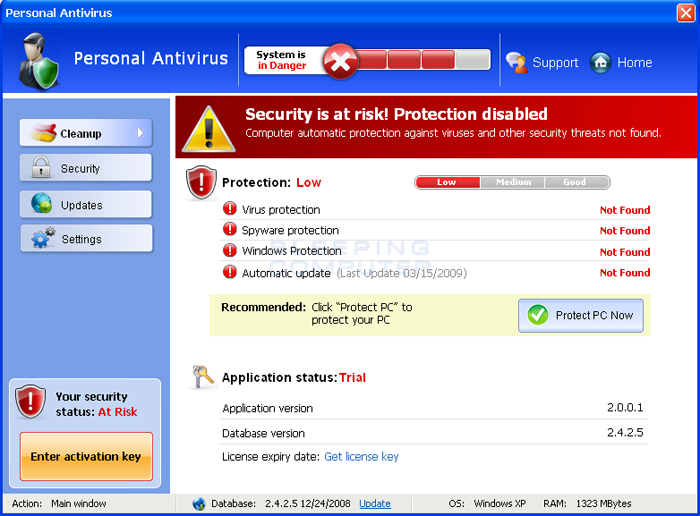 Personal Antivirus screen shot