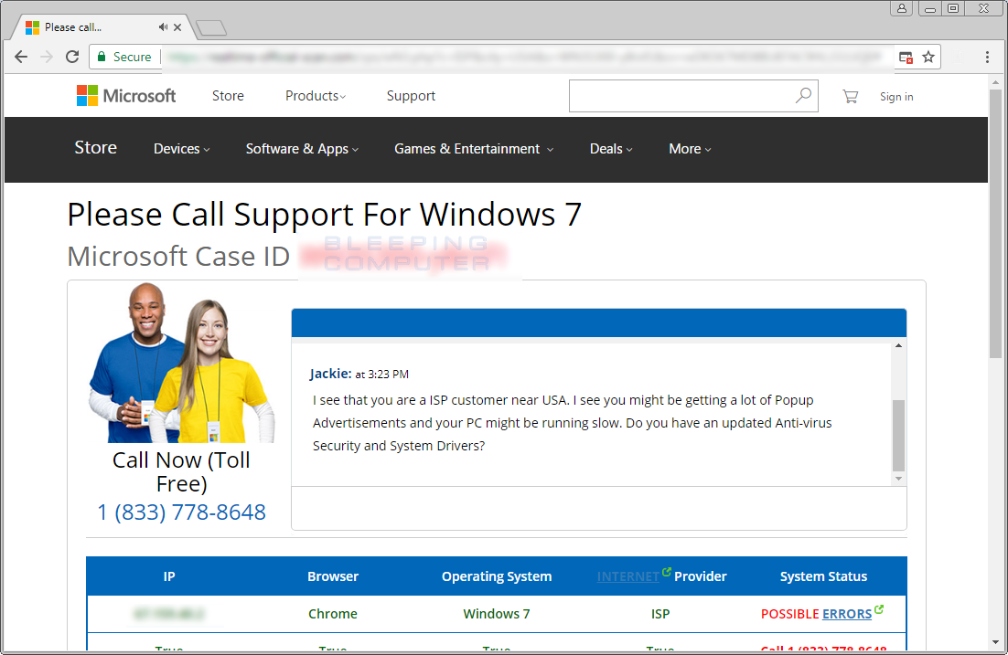 Please Call Support For Windows Tech Support Scam