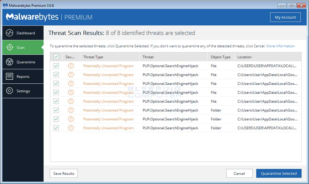 Remove the Searchfort Plus Chrome Extension