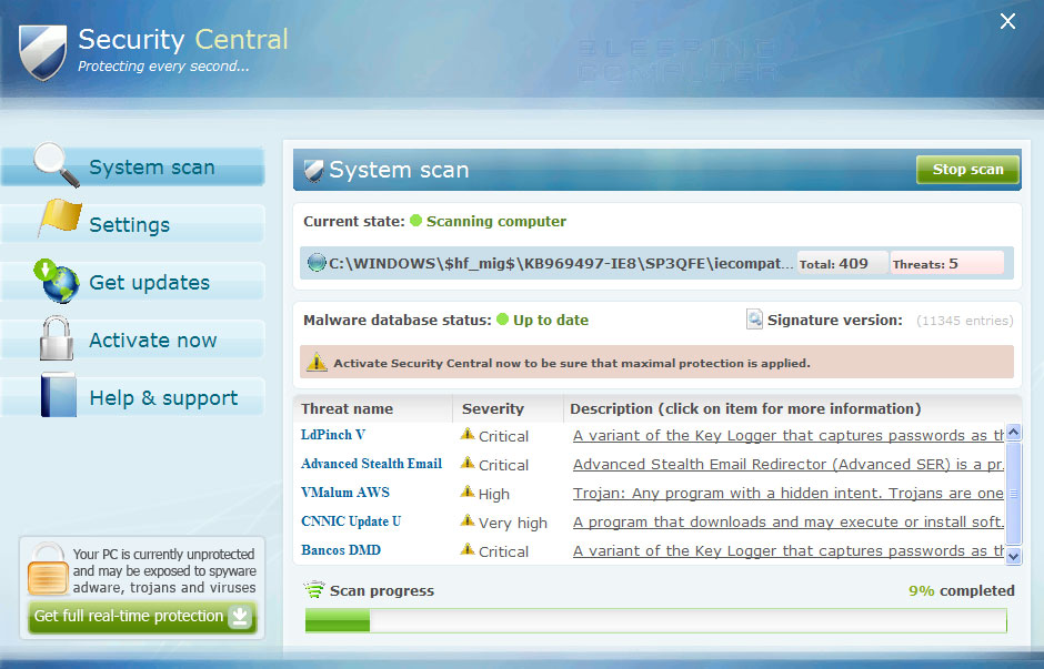 How to remove Security Central